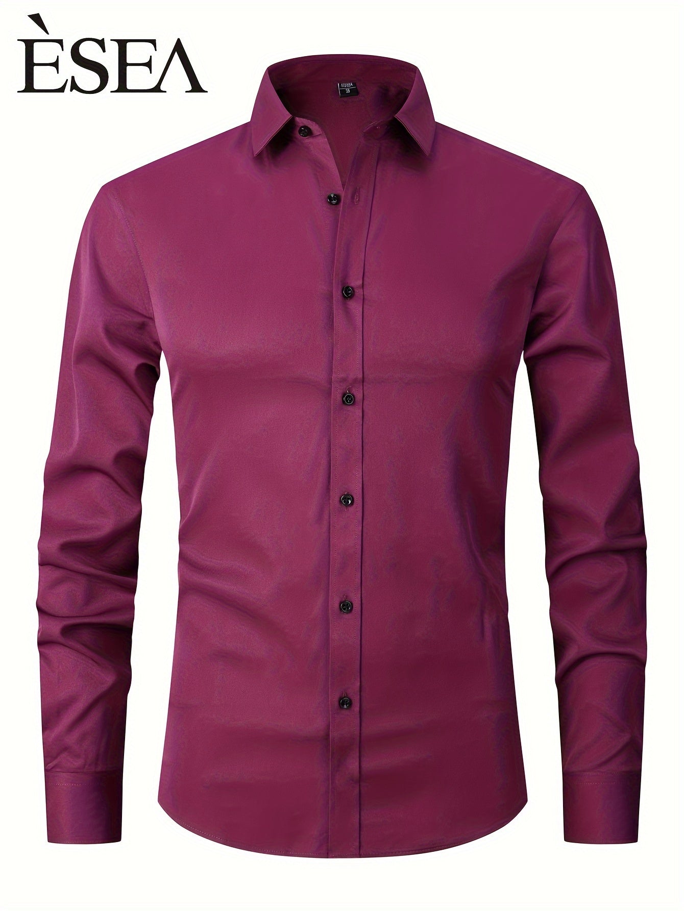 Men'S Stretch Slim-Fit Formal Shirt Without Pockets, Light Business Turn- Collar Long-Sleeved Shirt, Men'S Business Shirt, Wrinkle-Resistant And Durable Solid Color Formal Long-Sleeved Shirt with Buttons And Pockets, Suitable NovaCart