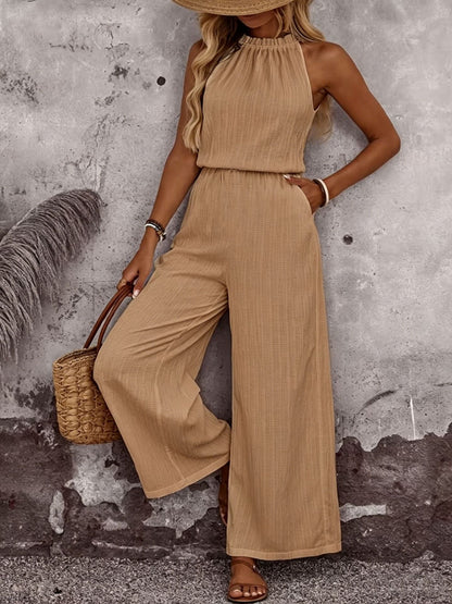 Women's Draped Neck Sleeveless Vest & Casual Pants Two-Piece Set FitiqueFit