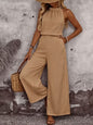Women's Draped Neck Sleeveless Vest & Casual Pants Two-Piece Set FitiqueFit