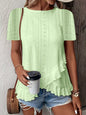 Women’s Casual Solid Color Short Sleeve Crew Neck Top FitiqueFit
