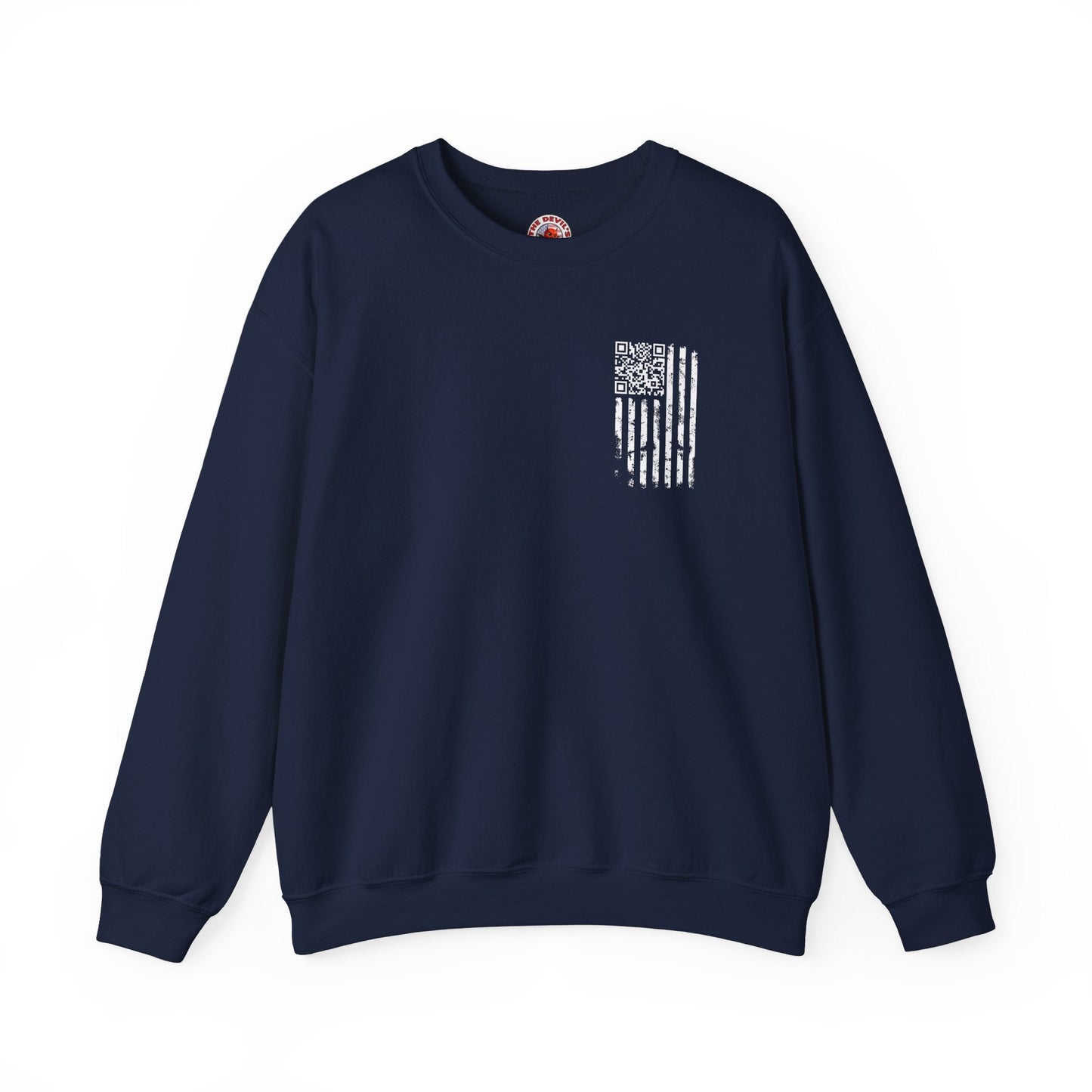 American Flag QR Code Crewneck Sweatshirt The Devil's Pickle