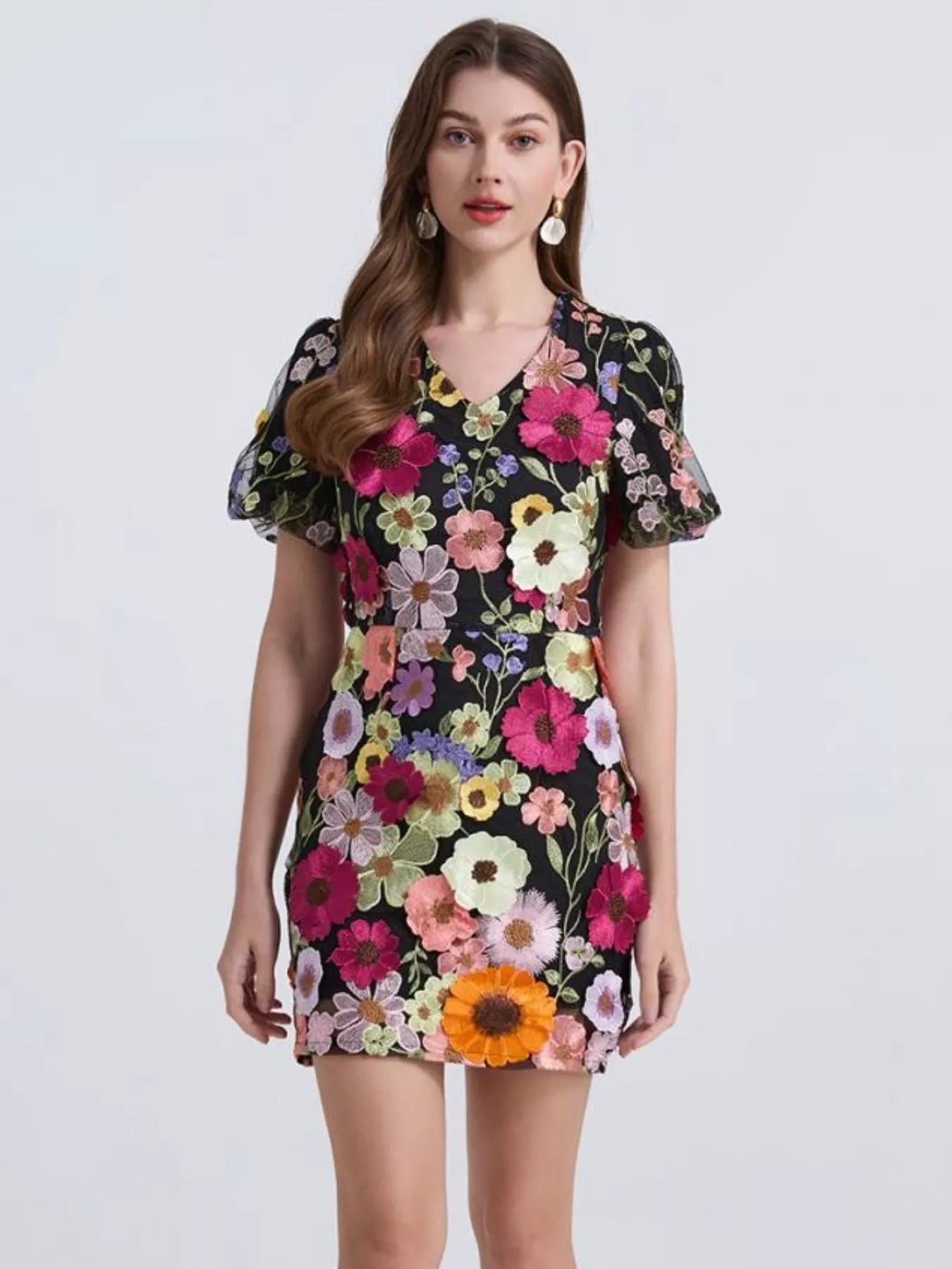 Floral Puff Sleeve Mini Dress New Era Fashion LLc