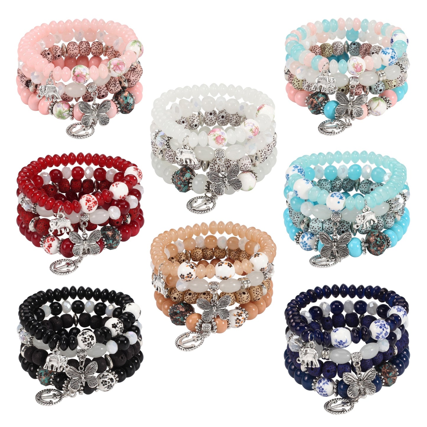 [Women's Bohemian Bracelet Set] Bohemian Bracelets Set for Women - Stackable Stretch Multilayer Beads Bracelet NovaCart