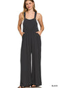 Zenana Woven Rayon Crepe Wide Leg Overalls West2East Surf