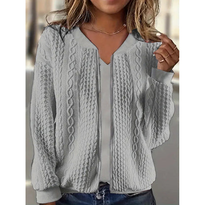 Bomber Jackets For Women Cute Jacquard Coats Lightweight Zip Up Jackets FitiqueFit