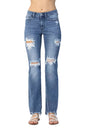 Judy Blue Full Size Mid Rise Destroy Straight Jeans Plus Size Garden Naked Curves
