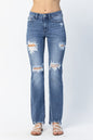 Judy Blue Full Size Mid Rise Destroy Straight Jeans Plus Size Garden Naked Curves