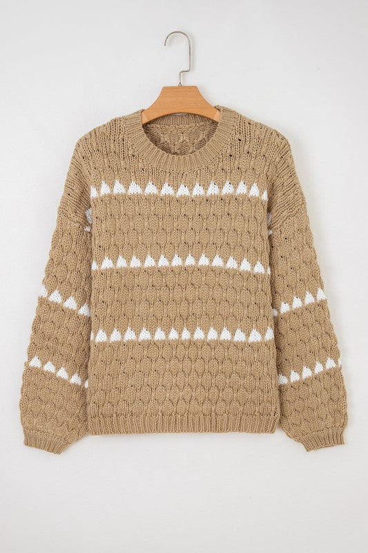 Colorblock Textured Knit Puff Sleeve Sweater Shop Style & More | Fresh Looks, Everyday Deals & Free Shipping
