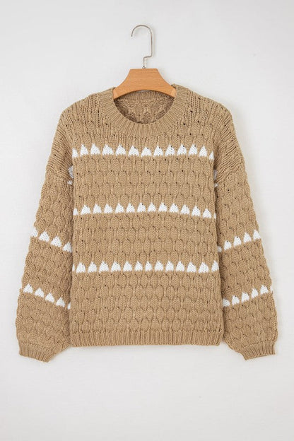 Colorblock Textured Knit Puff Sleeve Sweater Shop Style & More | Fresh Looks, Everyday Deals & Free Shipping
