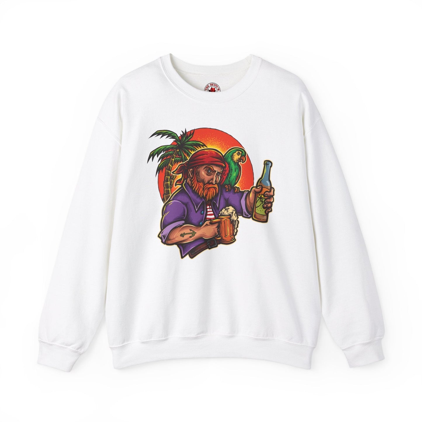 Sunset Pirate Beer Crewneck Sweatshirt The Devil's Pickle