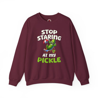 Stop Staring At My Pickle Crewneck Sweatshirt The Devil's Pickle