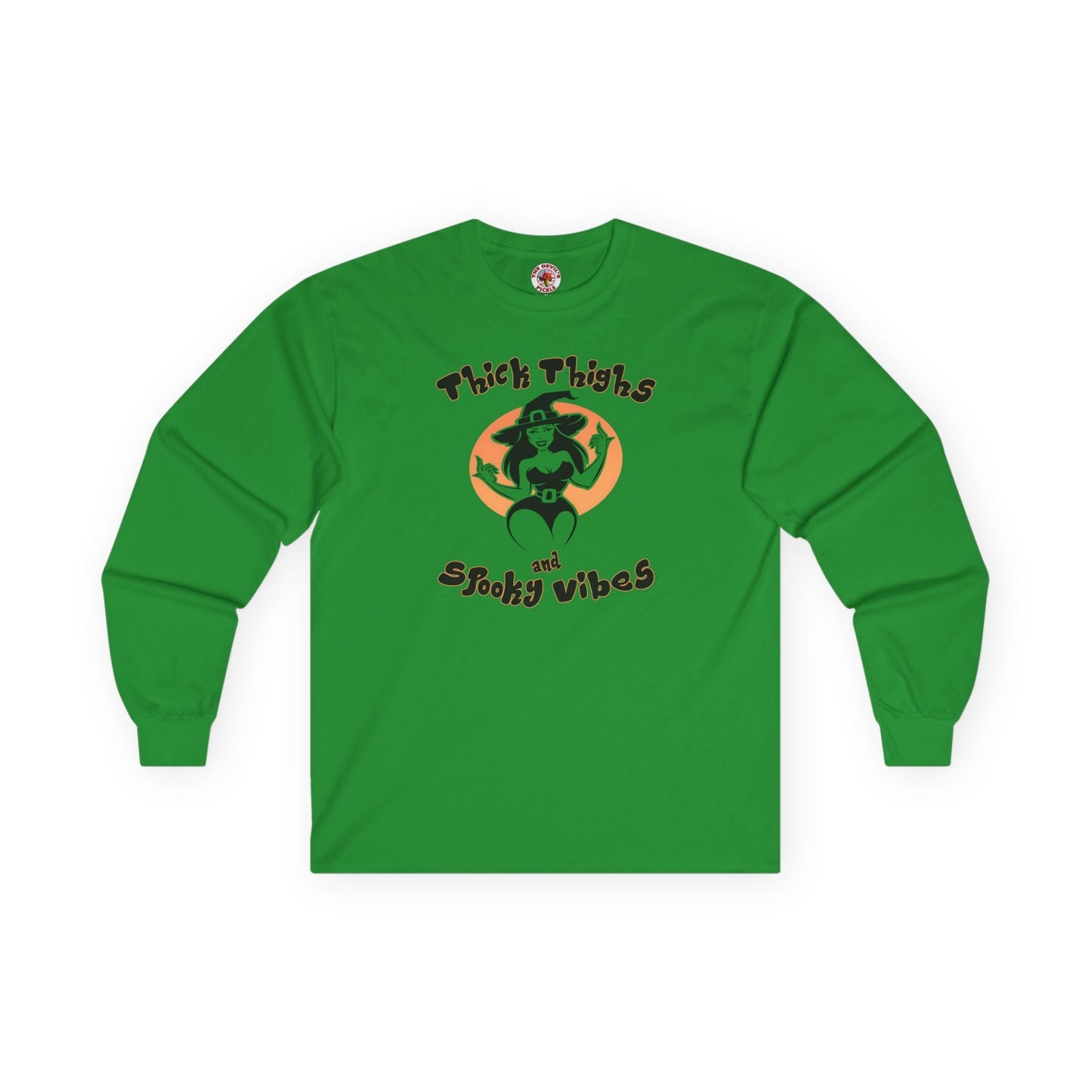 Thick Thighs and Spooky Vibes Long Sleeve Tee The Devil's Pickle