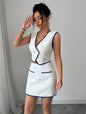 Sleeveless Irregular Top & Color-Block Pocket A-Line Skirt Set FitiqueFit