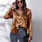 Hot Style In-Kind Shooting Satin Shirt Women'S Satin Imitation Long-Sleeved Shirt New European And American Cross-Border Women'S Clothing NovaCart