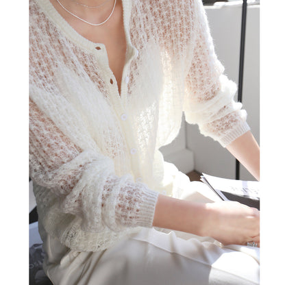Women’s Mohair Crochet Knit Cardigan FitiqueFit