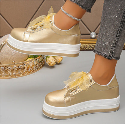 Single Large Size Casual European And American Lace-up Flat Round Toe Platform Women's Shoes See size chart under “more details” The Fashion Celestial