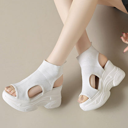 Cutout Mesh Wedge Sandals New Era Fashion LLc
