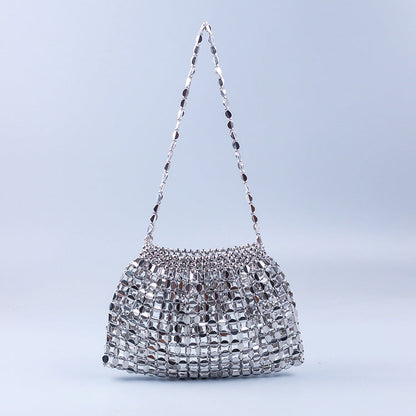 Handmade Flat Beads Woven Large Dumpling Fashion Trendy One-shoulder Handbag See size chart under “more details” The Fashion Celestial