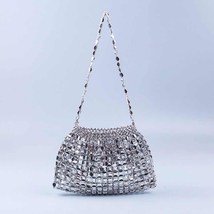 Handmade Flat Beads Woven Large Dumpling Fashion Trendy One-shoulder Handbag See size chart under “more details” The Fashion Celestial