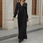 Elegant Retro Lace V-neck Bow Print Dress Grayceful LLC