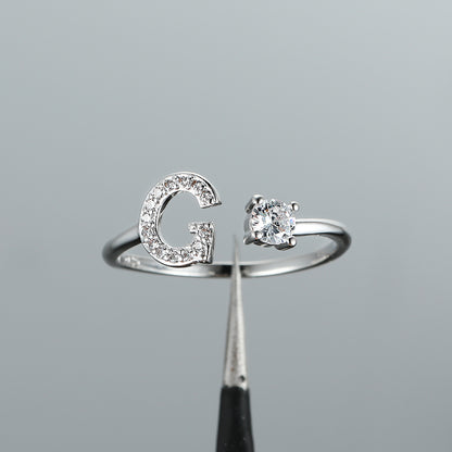 Popular Fashion Silvery AZ Letter Ring Initials Wedding Love Couple Rings Bridesmaid Gift NovaCart