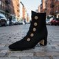 Women’s Retro Suede Chunky-Heel Side-Zip Ankle Boots FitiqueFit