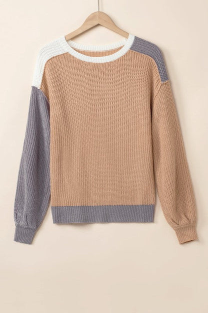 Colorblock Patchwork Round Neck Sweater Shop Style & More | Fresh Looks, Everyday Deals & Free Shipping