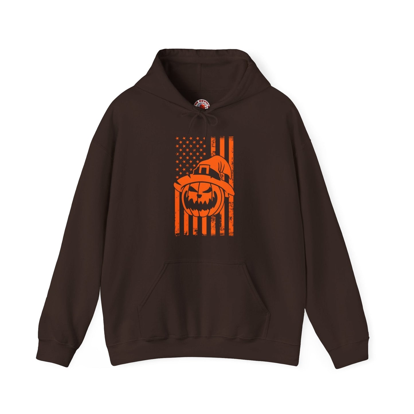 Pumpkin American Flag Hooded Sweatshirt The Devil's Pickle
