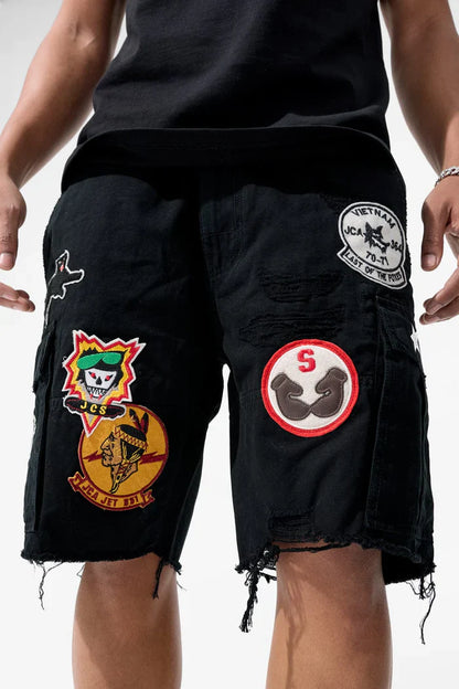 Jordan Craig War Angel Cargo Shorts - Black Denim Exchange