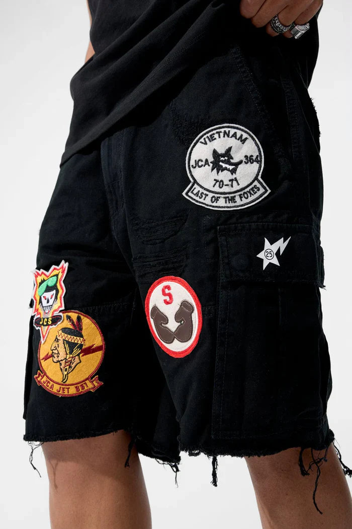 Jordan Craig War Angel Cargo Shorts - Black Denim Exchange