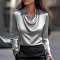 Women's Fashion Long Sleeve Irregular Collar Drape Shirt See size chart under “more details” The Fashion Celestial