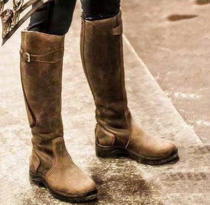 Vintage Ride Leather Boots - Stylish Retro Riding Boots for Trendy Women Country in My Heart