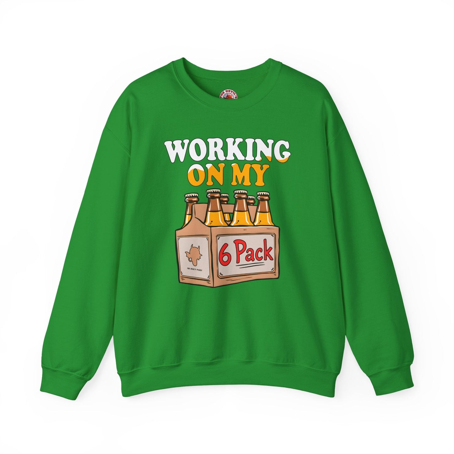 Working On My 6 Pack Crewneck Sweatshirt The Devil's Pickle