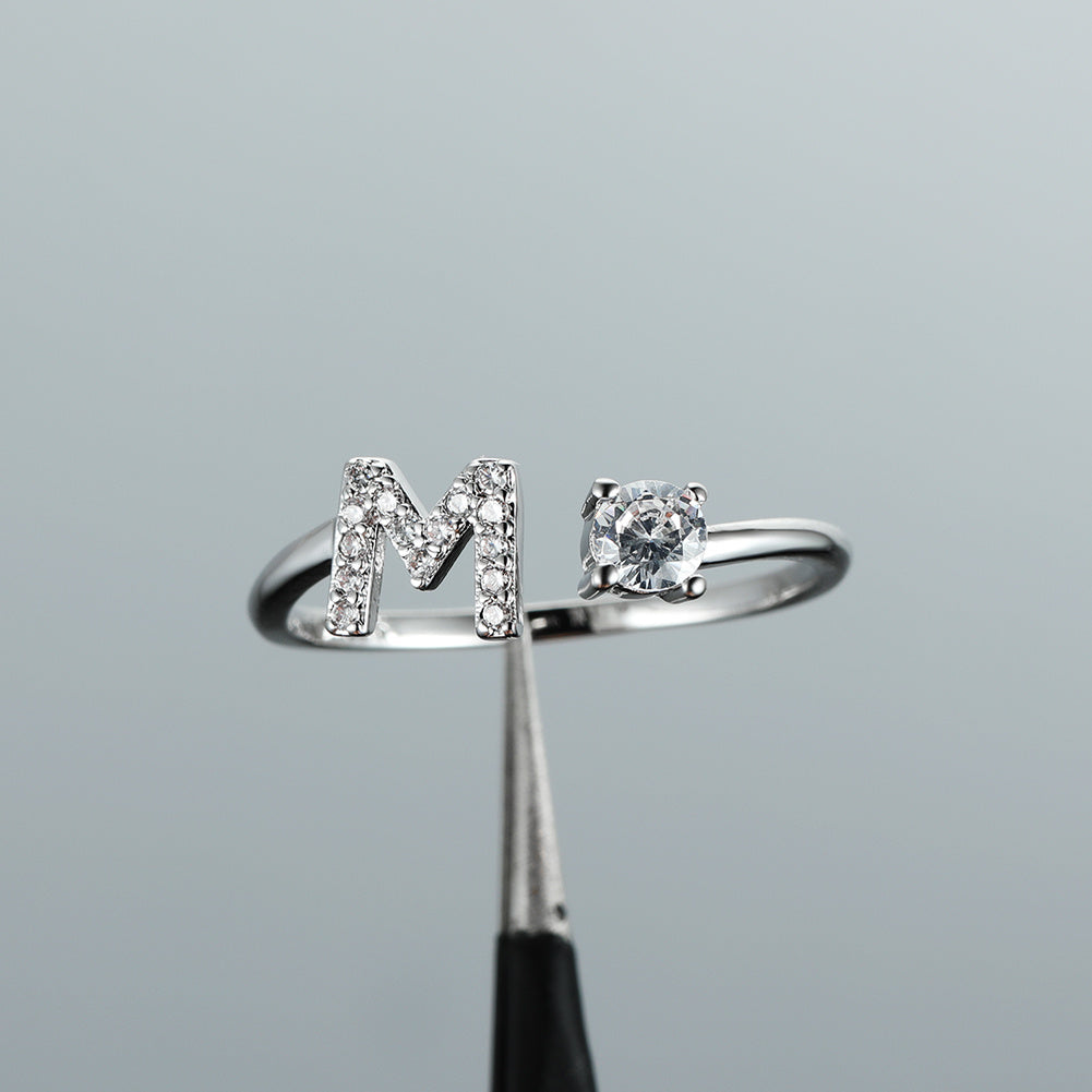 Popular Fashion Silvery AZ Letter Ring Initials Wedding Love Couple Rings Bridesmaid Gift NovaCart