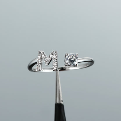Popular Fashion Silvery AZ Letter Ring Initials Wedding Love Couple Rings Bridesmaid Gift NovaCart