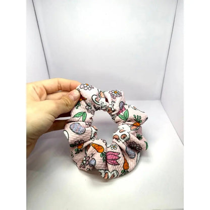 Mini Pink Floral Bunny Easter Bullet Scrunchie Enchanted Scrunch