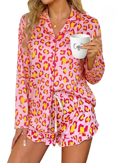 Women’s Milk Silk Leopard Print Pajama Set FitiqueFit