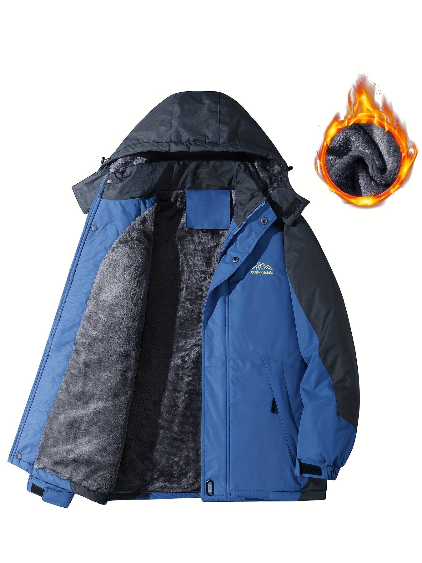 Men'S Outdoor Storm Jacket | Warm, Breathable, Thick Pile, Stand Collar, Regular Fit, Blue Color, Casual Style, Zipper Detail, Suitable for Spring, Autumn, Winter NovaCart
