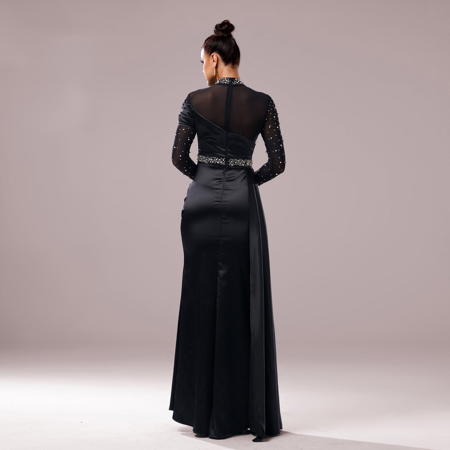 Long Sleeve Slim-fit Sheath Pearl Banquet Fishtail Evening Dress Grayceful LLC