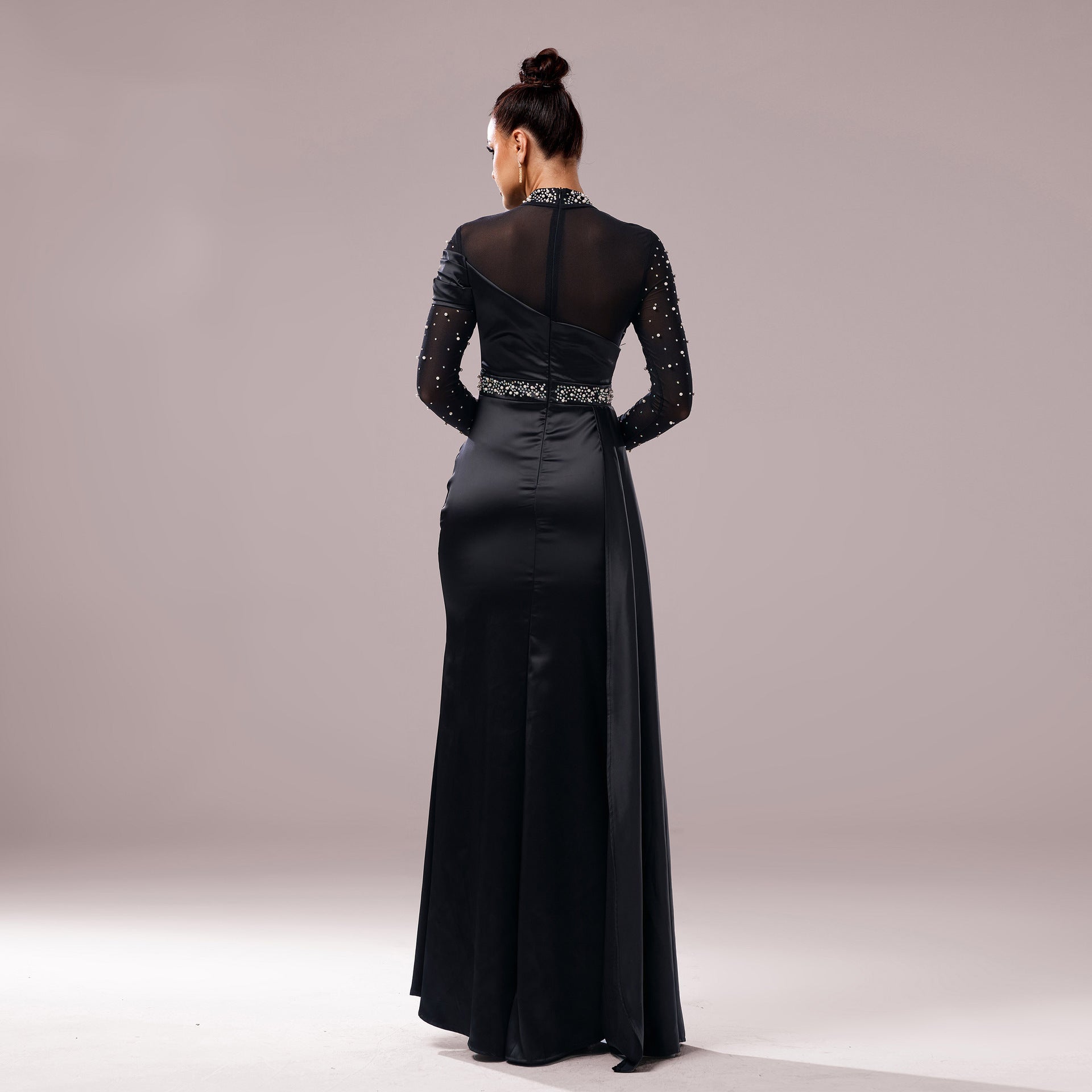 Long Sleeve Slim-fit Sheath Pearl Banquet Fishtail Evening Dress Grayceful LLC
