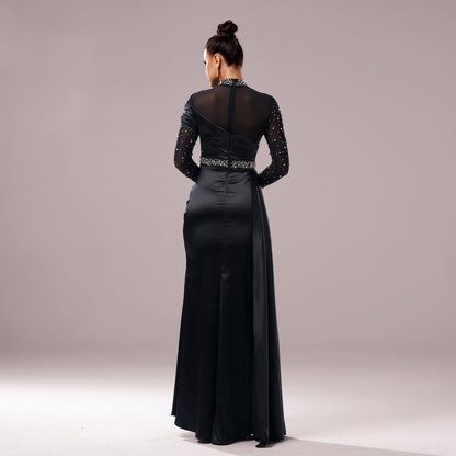 Long Sleeve Slim-fit Sheath Pearl Banquet Fishtail Evening Dress Grayceful LLC
