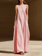 Women's Linen Sleeveless Loose Striped Maxi Dress FitiqueFit