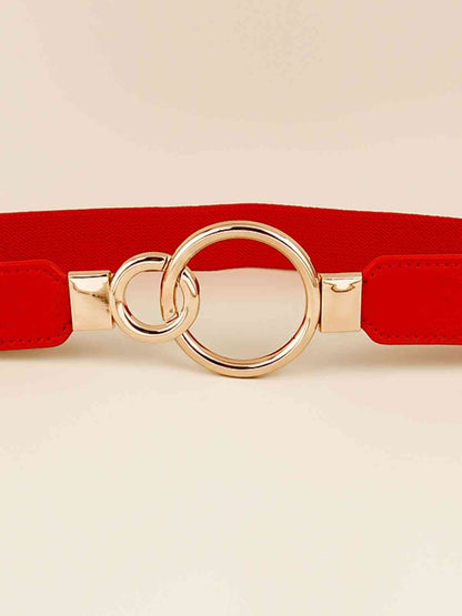 ElegantStyle Double Ring Buckle Elastic PU Belt – Adjustable Comfort Fit See size chart under “more details” The Fashion Celestial