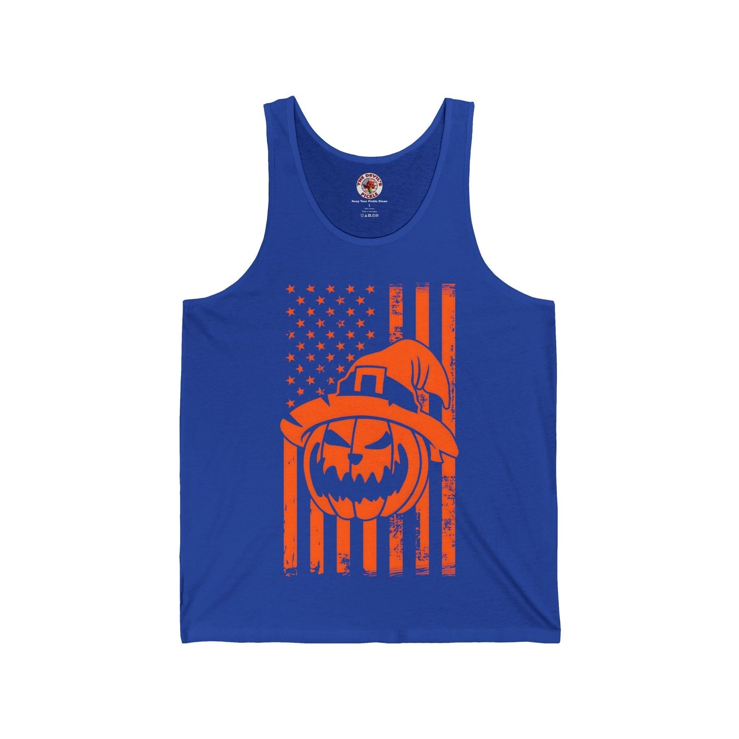 Pumpkin American Flag Tank Top The Devil's Pickle