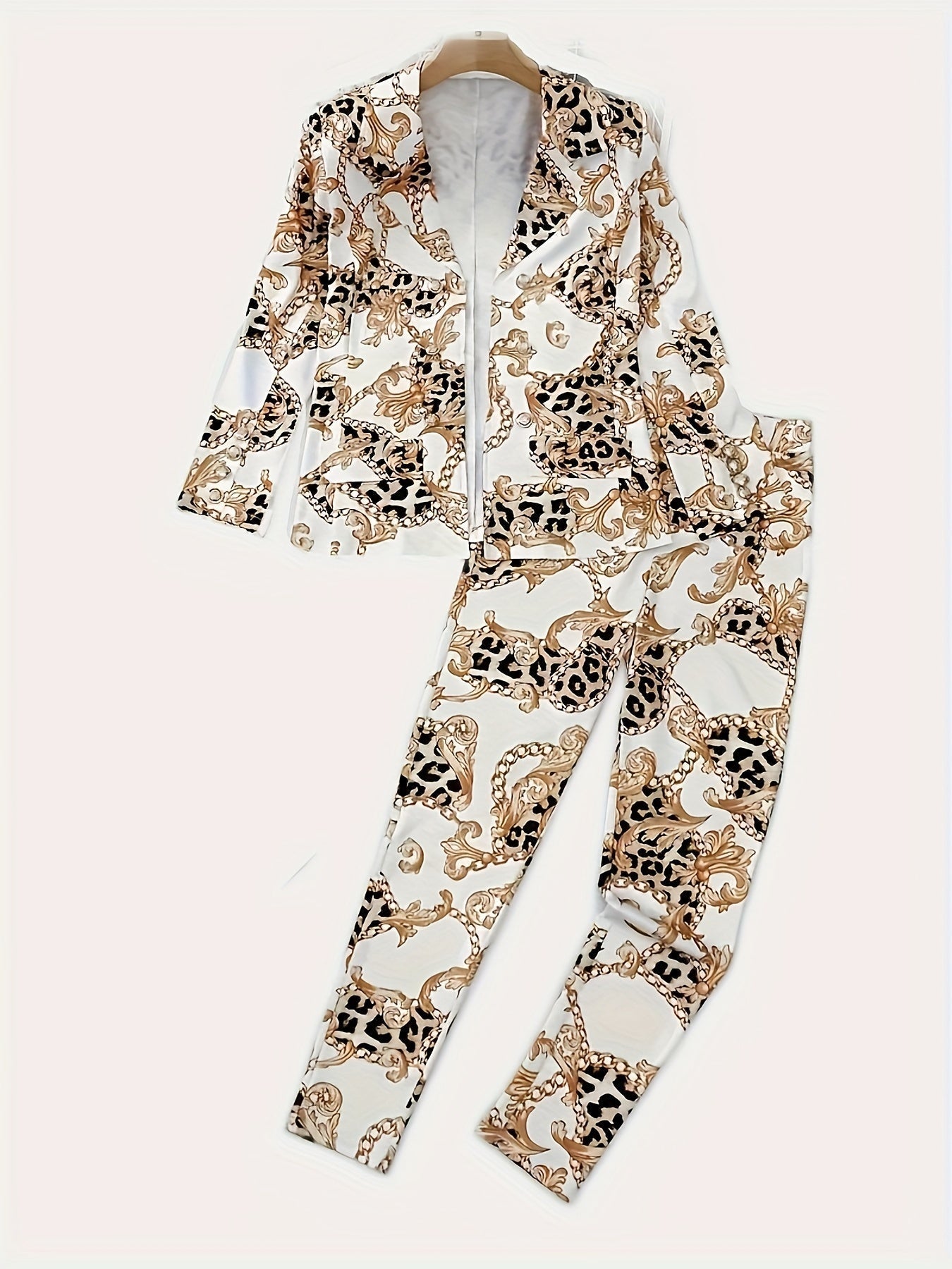 Geometric Print Two-Piece Blazer Set FitiqueFit