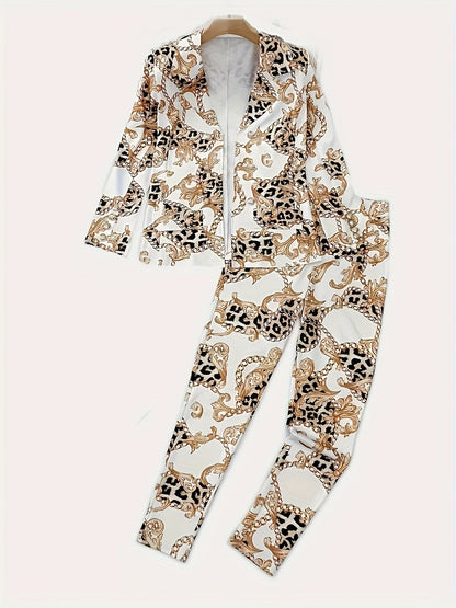 Geometric Print Two-Piece Blazer Set FitiqueFit