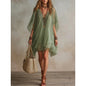 Women's V-Neck Chiffon Batwing Sleeve Boho Resort Dress FitiqueFit