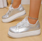 Single Large Size Casual European And American Lace-up Flat Round Toe Platform Women's Shoes See size chart under “more details” The Fashion Celestial