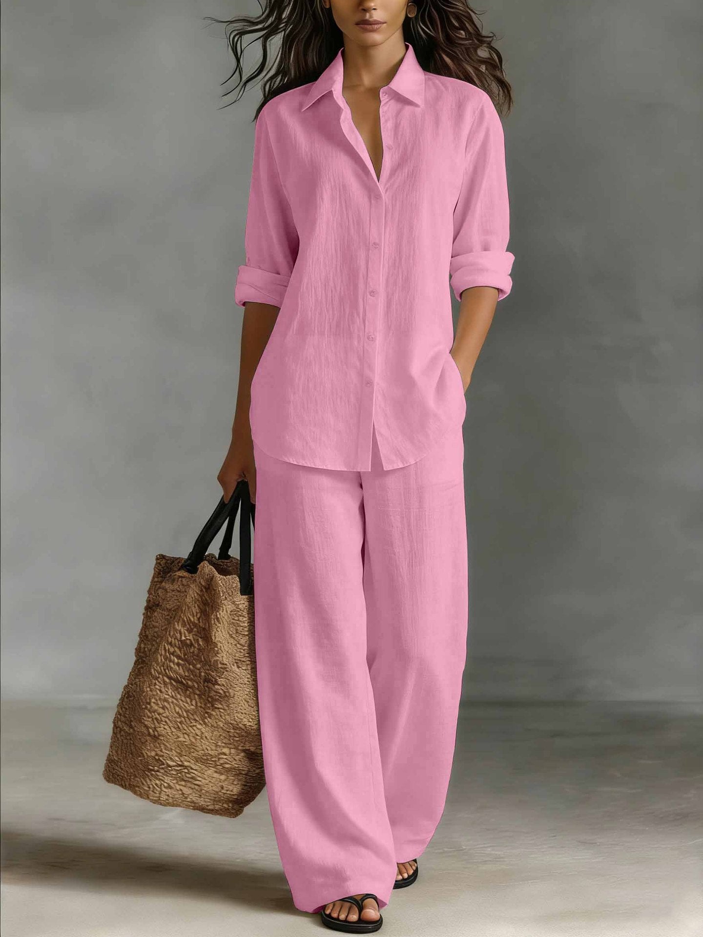 Women's Bohemian Cotton-Linen Top & Pants Set – Resort Lounge Co-ord FitiqueFit