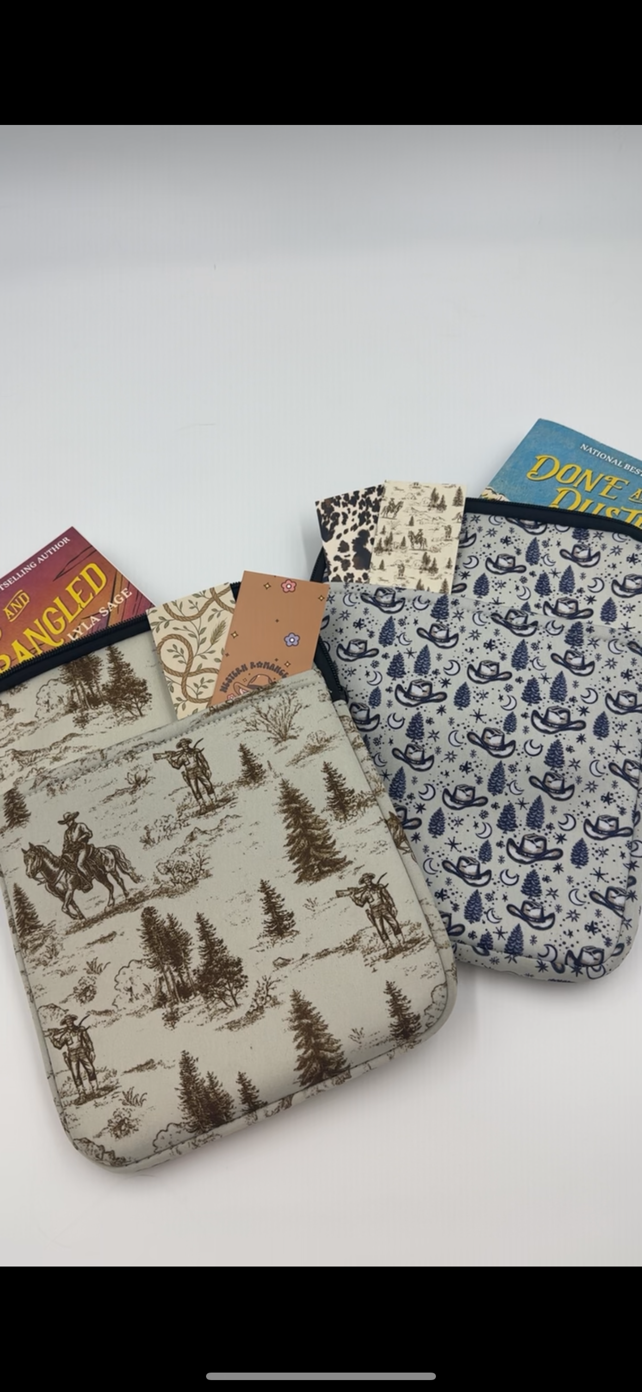 Midnight Cowboy Print Book & Tablet Sleeve – Western Cowgirl Starry Night Design BashDesignsCo